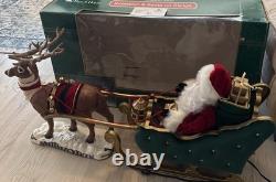 Vintage 1998 Animated Reindeer and Santa in Sleigh in Original Box Trim A Home