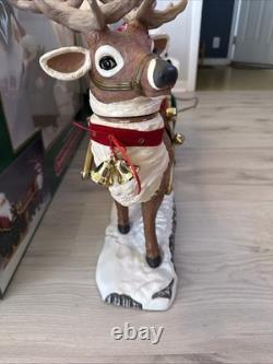 Vintage 1998 Animated Reindeer and Santa in Sleigh in Original Box Trim A Home