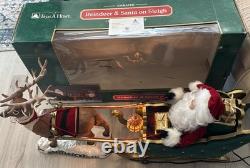 Vintage 1998 Animated Reindeer and Santa in Sleigh in Original Box Trim A Home