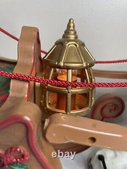 Vintage 1998 Holiday Creations Animated Santa Sleigh & Reindeer Tested Musical