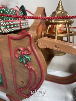 Vintage 1998 Holiday Creations Animated Santa Sleigh & Reindeer Tested Musical