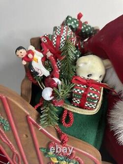 Vintage 1998 Holiday Creations Animated Santa Sleigh & Reindeer Tested Musical