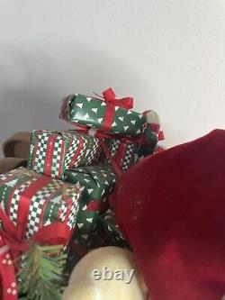 Vintage 1998 Holiday Creations Animated Santa Sleigh & Reindeer Tested Musical