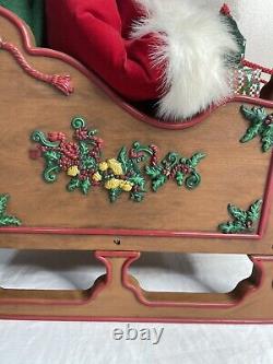 Vintage 1998 Holiday Creations Animated Santa Sleigh & Reindeer Tested Musical