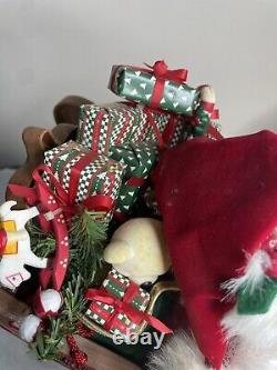 Vintage 1998 Holiday Creations Animated Santa Sleigh & Reindeer Tested Musical