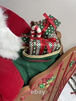 Vintage 1998 Holiday Creations Animated Santa Sleigh & Reindeer Tested Musical