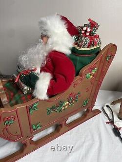 Vintage 1998 Holiday Creations Animated Santa Sleigh & Reindeer Tested Musical