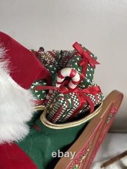 Vintage 1998 Holiday Creations Animated Santa Sleigh & Reindeer Tested Musical