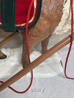 Vintage 1998 Holiday Creations Animated Santa Sleigh & Reindeer Tested Musical