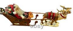 Vintage 1998 Holiday Creations Animated Santa, Sleigh, & Reindeer (Works!)
