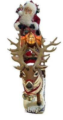 Vintage 1998 Holiday Creations Animated Santa, Sleigh, & Reindeer (Works!)