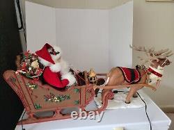 Vintage 1998 Holiday Creations Animated Santa, Sleigh, & Reindeer (Works!)