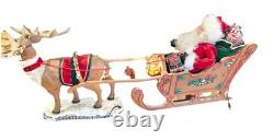 Vintage 1998 Holiday Creations Animated Santa, Sleigh, & Reindeer (Works!)