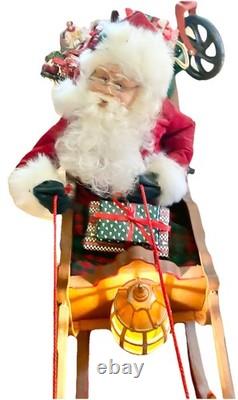 Vintage 1998 Holiday Creations Animated Santa, Sleigh, & Reindeer (Works!)