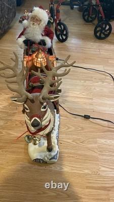 Vintage 1998 Holiday Creations Animated Santa, Sleigh, & Reindeer (Works!)