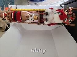 Vintage 1998 Holiday Creations Animated Santa, Sleigh, & Reindeer (Works!)