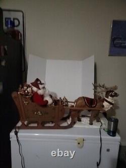 Vintage 1998 Holiday Creations Animated Santa, Sleigh, & Reindeer (Works!)