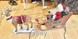 Vintage 1998 Holiday Creations Animated Santa, Sleigh, & Reindeer (Works!)