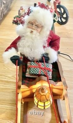 Vintage 1998 Holiday Creations Animated Santa, Sleigh, & Reindeer (Works!)