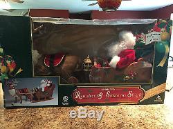 Vintage 1999 Animated Reindeer & Santa on Sleigh RARE