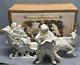 Vintage 2001 Grandeur Noel Porcelain Santa And Sleigh Collector's 4-piece Set