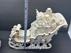 Vintage 2001 Grandeur Noel Porcelain Santa and Sleigh Collector's 4-Piece Set