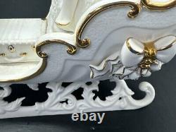 Vintage 2001 Grandeur Noel Porcelain Santa and Sleigh Collector's 4-Piece Set