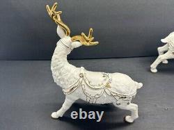 Vintage 2001 Grandeur Noel Porcelain Santa and Sleigh Collector's 4-Piece Set