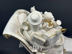 Vintage 2001 Grandeur Noel Porcelain Santa and Sleigh Collector's 4-Piece Set
