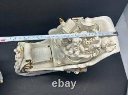 Vintage 2001 Grandeur Noel Porcelain Santa and Sleigh Collector's 4-Piece Set