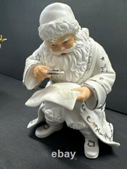 Vintage 2001 Grandeur Noel Porcelain Santa and Sleigh Collector's 4-Piece Set