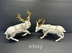 Vintage 2001 Grandeur Noel Porcelain Santa and Sleigh Collector's 4-Piece Set