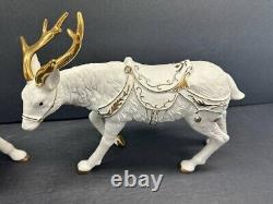 Vintage 2001 Grandeur Noel Porcelain Santa and Sleigh Collector's 4-Piece Set