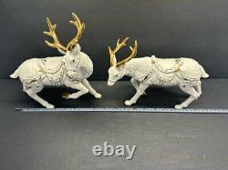 Vintage 2001 Grandeur Noel Porcelain Santa and Sleigh Collector's 4-Piece Set