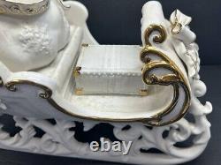 Vintage 2001 Grandeur Noel Porcelain Santa and Sleigh Collector's 4-Piece Set