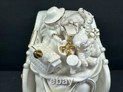 Vintage 2001 Grandeur Noel Porcelain Santa and Sleigh Collector's 4-Piece Set