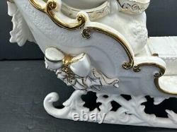 Vintage 2001 Grandeur Noel Porcelain Santa and Sleigh Collector's 4-Piece Set