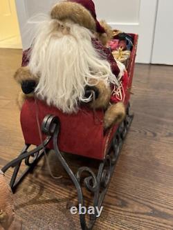 Vintage 20 Inch Velvet Santa in Sleigh with reindeer & Frontgate