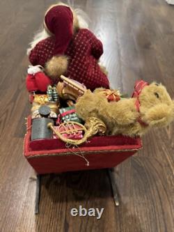 Vintage 20 Inch Velvet Santa in Sleigh with reindeer & Frontgate