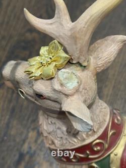 Vintage 20 Inch Velvet Santa in Sleigh with reindeer & Frontgate