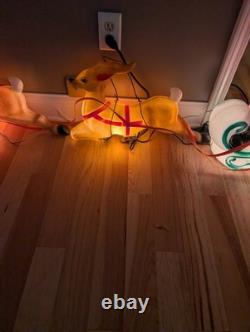 Vintage 24 Empire Santa Sleigh Sled Christmas Blow Mold 2 Reindeer