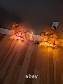 Vintage 24 Empire Santa Sleigh Sled Christmas Blow Mold 2 Reindeer