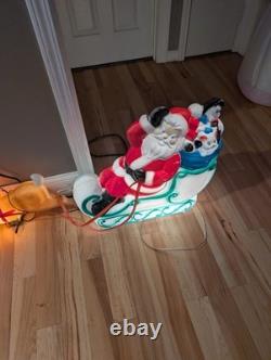 Vintage 24 Empire Santa Sleigh Sled Christmas Blow Mold 2 Reindeer