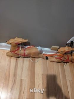Vintage 24 Empire Santa Sleigh Sled Christmas Blow Mold 2 Reindeer