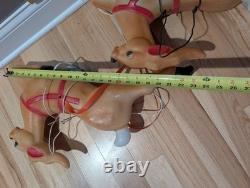 Vintage 24 Empire Santa Sleigh Sled Christmas Blow Mold 2 Reindeer
