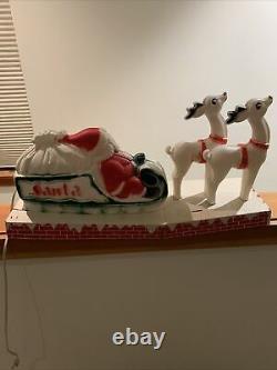 Vintage 24 Lidco Santa Sleigh Reindeer Blow Mold Set Display Xmas Christmas