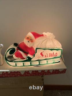 Vintage 24 Lidco Santa Sleigh Reindeer Blow Mold Set Display Xmas Christmas