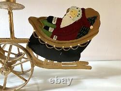 Vintage 25Hand-painted Metal Santa's Sleigh on Wheels Christmas Centerpiece