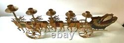 Vintage 25Hand-painted Metal Santa's Sleigh on Wheels Christmas Centerpiece