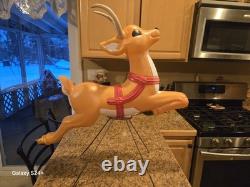 Vintage 27 Grand Venture Christmas Reindeer For Santa's Sleigh Blow Mold